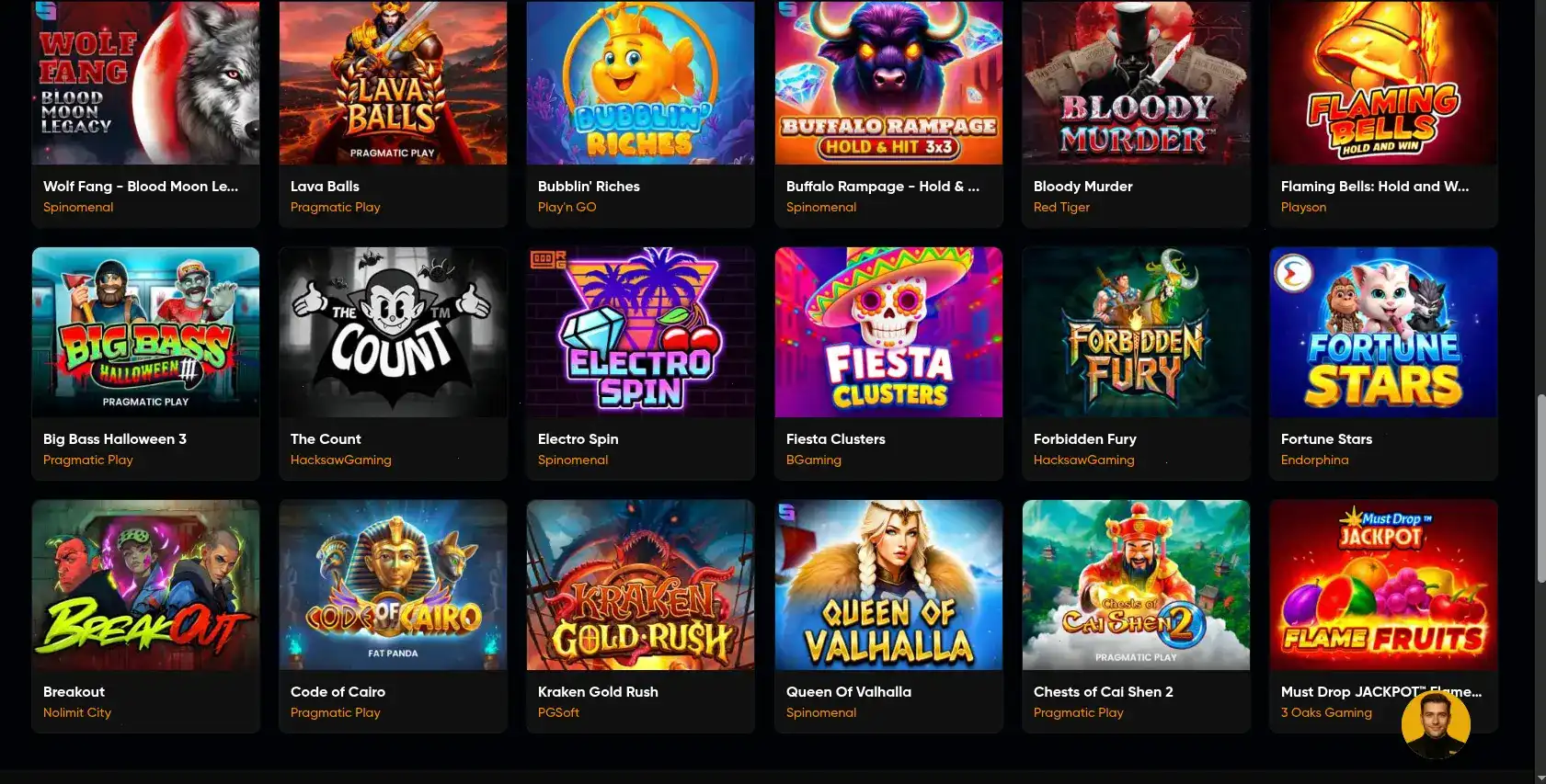 Коллекция игровых автоматов казино Атом на экране